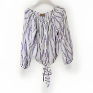 Skemo Womens Balloon Long Sleeve Tube  Blouse Shirt Size Medium Beaded - Picture 1 of 6