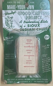 Vintage Sioux Indianerhäuptling Halstuch Folie Woody’s Pfadfinder Holzschnitzerei Projekt - Bild 1 von 6