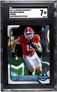 2021-22 Bowman University Chrome #83 Brock Bowers SGC 7 /100 Lava Refractor - Picture 1 of 2