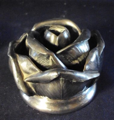 Wallace Plato Plata Flor Rana Grande Pesado Rosa Flor AZ Foto 1 de 4