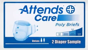 2 Diaper Sample Plastic Backed Attends Care Adult Nappies Sizes M & L A8 - Picture 1 of 7