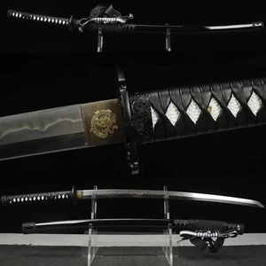 Arcilla Templada T10 Acero Negro Dragón Tachi Navaja Afilada Espada Samurai Japonesa - Imagen 1 de 10