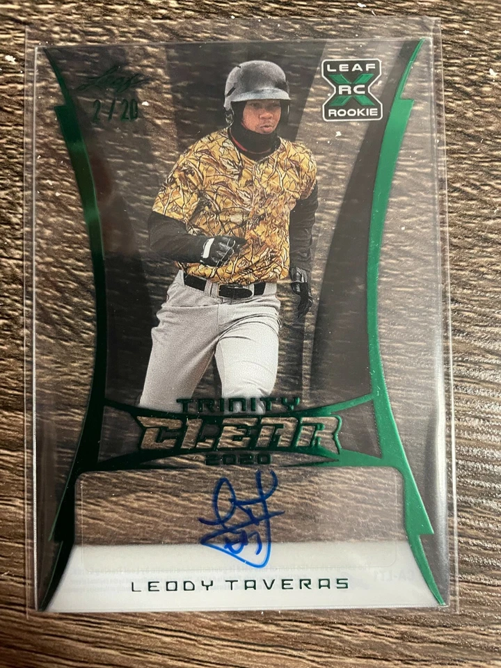 LEDDY TAVERAS 2020 Leaf Trinity Baseball Clear Auto Bronze GREEN #2/20 - Image 1 of 1