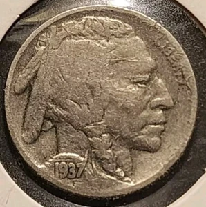 1937 Philadelphia Mint Buffalo Nickel schöne Münze #2031 - Bild 1 von 3