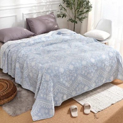 Blanket For Summer Gauze Of Three Layers Pure Cotton Thin Blankets Bed Cover Set - Image 1 of 4