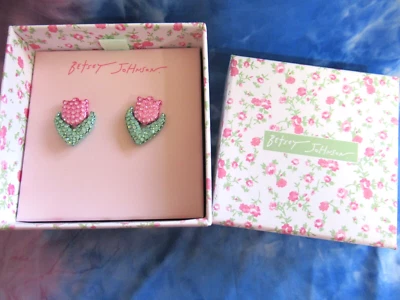 AUTÉNTICOS Pendientes BETSEY JOHNSON Primavera Flor Tulipán Nuevos en CAJA Foto 1 de 4