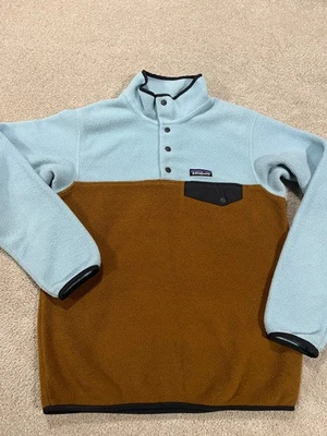 Suéter Patagonia Mujer Pequeño Synchilla Snap T Polar Pullover Azul Marrón Foto 1 de 4