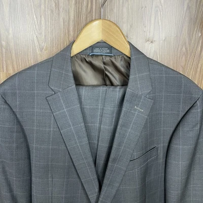 Traje Tommy Hilfiger 2 Piezas Hombre 44L 38x30 Marrón Cuadros 100% Lana Doble Ventilación Foto 1 de 4