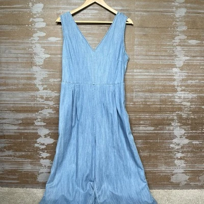 J. Macacão Crew Chambray Wrap Tie Perna Larga Primavera Preppy Clássico Feminino 14 - Imagem 1 de 4