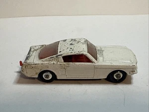 Vintage 1960s Matchbox Lesney No. 8 Steering Mustang Fastback White Red Interior - Picture 1 of 6