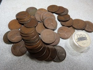 1909 Penny AVERAGE CIRCULATED ROLL OF 50 MOST ROLL - Picture 1 of 3