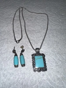 sterling silver turquoise necklace And Earrings - Picture 1 of 6