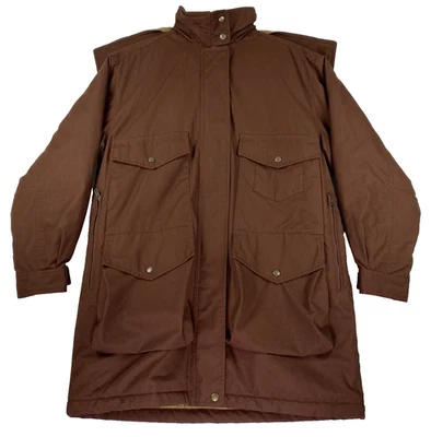 Abrigo de campo Lands End Thermolite de lana a cuadros para mujer M 10-12 parka con capucha marrón años 90 Foto 1 de 4