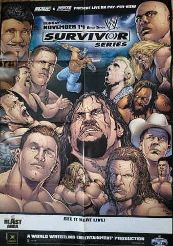 WWE 2004 Survivor Series full size 27x40 folded poster features Austin Triple H Cover