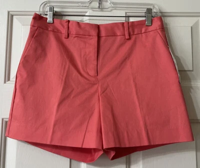 NUEVO CON ETIQUETAS Michael Kors Talla 4 Coral Chino Frente Plano Pantalones Cortos Mujer $74 Foto 1 de 4