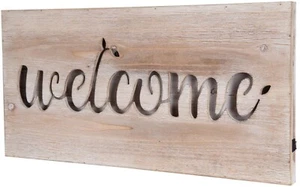 60x30cm - LED Wandbild Leuchtbild - Rustikal Holz optik - Motiv Welcome - Bar - Bild 1 von 3