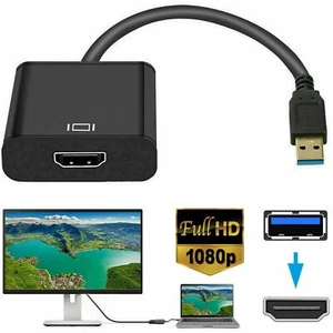 HD 1080P USB 3.0 to HDMI Video Cable Adapter For PC Laptop HDTV LCD Black Silver - Picture 1 of 9