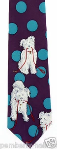 Humane Society Dog Walks Men's Silk Necktie Dogs Animal Purple Pet Neck Tie  - Picture 1 of 3