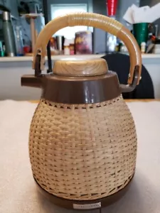 Vintage Corning Designs coffee/tea thermos Wicker/ rattan Made in Japan - Picture 1 of 10