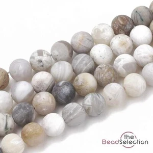 25 Bamboo Leaf Agate Round Gemstone Frosted Beads 8mm Jewellery Making GS166 - Picture 1 of 7