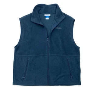 Columbia Cathedral Peak Fleece Vest Mens Large Blue Full Zip Pockets WM1480 - Picture 1 of 9