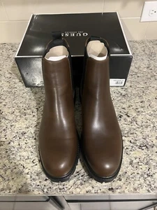 New GUESS Chelsea Mens Size 7.5 M Black Faux Leather Ankle Boot Dark Brown - Picture 1 of 9