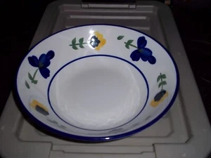Dansk San Nicolo 9" Round Vegetable Bowl with Blue & Yellow Flowers Floral - Picture 1 of 3