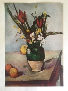 PAUL CEZANNE RARE VNTG 1952 AUTHENTIC LITHOGRAPH PRINT "TULIPS AND APPLES" 1890 - Picture 1 of 7