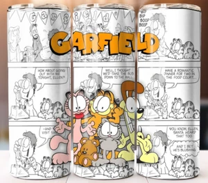 Garfield Tumbler 20oz Cup Mug Hot Cold Drinks w/ Lid Straw Stainless - Picture 1 of 8