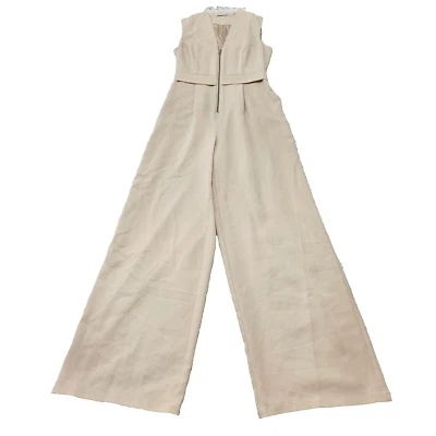 Macacão feminino Finders Keepers creme gola V com zíper frontal sem mangas. Tamanho S - Imagem 1 de 4