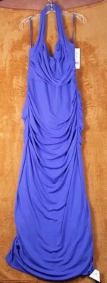 NICOLE MILLER Dress Womens Size 12 Blue Gown Halter Ruched Draped Formal $485 - Image 1 of 4
