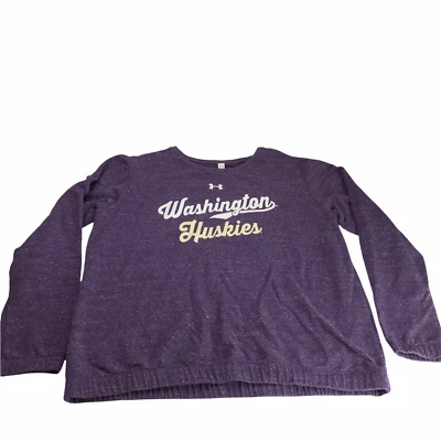 Under Armour UW University of Washington Huskies Sweatshirt, Crewneck, Purple XL - Image 1 of 4
