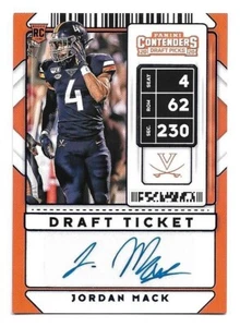 Jordan Mack 2020 Panini Contenders Selecciones del draft Boleto de draft Lámina azul Automático #307 - Imagen 1 de 2