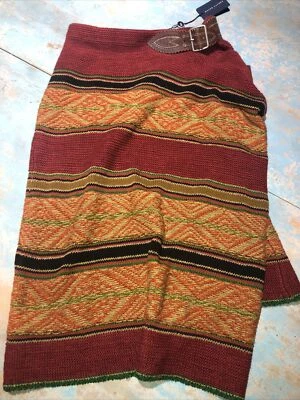 24. Falda envolvente de cuero Ralph Lauren Serape seda lino algodón XS nueva con etiquetas $798 Foto 1 de 4