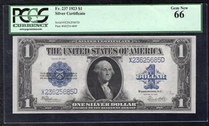 FR. 237 1923 $1 “HORSEBLANKET” SILVER CERTIFICATE PCGS GEM UNCIRCULATED-66 - Picture 1 of 2