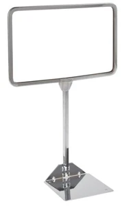 Store Fixture Supplies 2 NEW SHOVEL BASE CHROME SIGN HOLDERS 14" W x 11" T - Picture 1 of 1