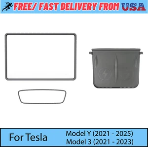 Gray 3-Piece Silicone Protector Set for Tesla Model 3 Y Screen Pad Frame Mirror - Bild 1 von 7
