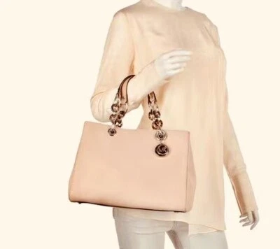 Brand New -- Michael Kors Cynthia Medium Satchel Saffiano Leather Ballet Pink - Image 1 of 2