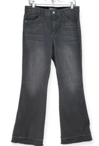 Democracy "Ab"solution Jeans Women's 12 Gray Flare Double Raw Hem Stretchy - Picture 1 of 16
