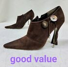 Lagerfeld Womens Shoes UK Size 5 Narrow Fit Brown Suede Heels