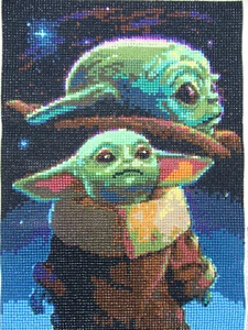Finished Diamond Art Baby Yoda Grogu Galaxy Ready To Frame 30X40cm Sealed - Picture 1 of 4
