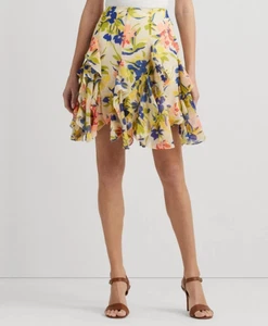 Minigonna Lauren Ralph Lauren con volant floreale da donna taglia 10 prezzo al pubblico consigliato $ 185 NUOVA - Foto 1 di 5