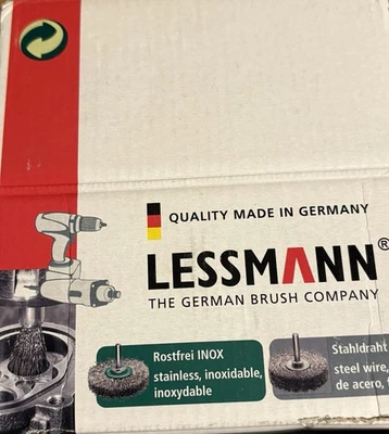 Lessmann 10 Pinselbürsten 458.461 mit Schaft Stahldraht rostfrei Neu Unbenutzt - Bild 1 von 3