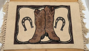El Paso Saddle Blanket Co. 4 alfombrillas de mesa con flecos para botas de herradura 21" x 12" - Imagen 1 de 11