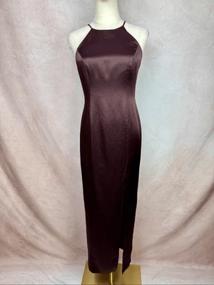 Vestido sin Mangas Vintage Años 90 Chocolate Satinado Minimalista Y2K Silueta Capricho Foto 1 de 4