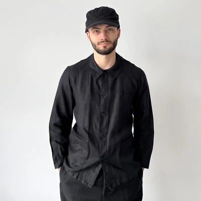 Anatomica French Work Linen Black Chore Jacket Size 44 (S) - Image 1 of 4