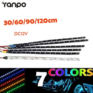 DC12V Motorcycle LED Strip Lights 30-120cm Underglow Fairy Neon Light Multicolor - Picture 1 of 14