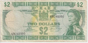 FIJI P72b-8990 2 Dollars sig Barreti-Earland pf A/8,QEII FINE WE COMBINE 2001 - Picture 1 of 2