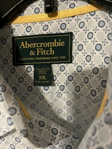 Abercrombie And Fitch Xxl Men’s Long Sleeve Button-Down Geometric Blue And White - Picture 1 of 5