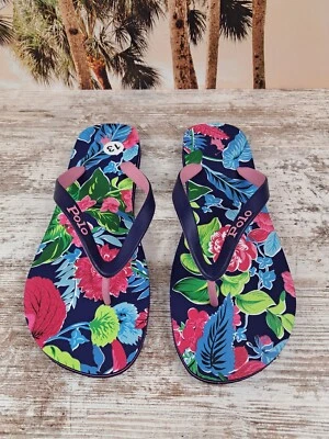 Chanclas Polo Ralph Lauren Bolt Tropicales Playa Azul Rosa Para Hombre Talla 13 NUEVAS Foto 1 de 4